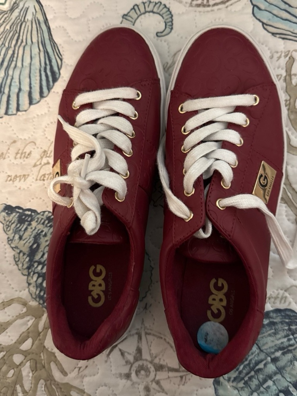 Guess Women's Burgundy Low-Top Lace-Up Sneakers